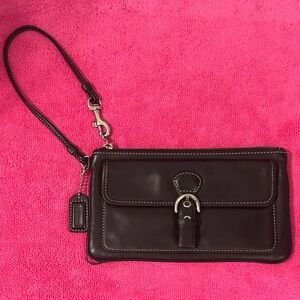 Coach Black Leather Wristlet Clutch